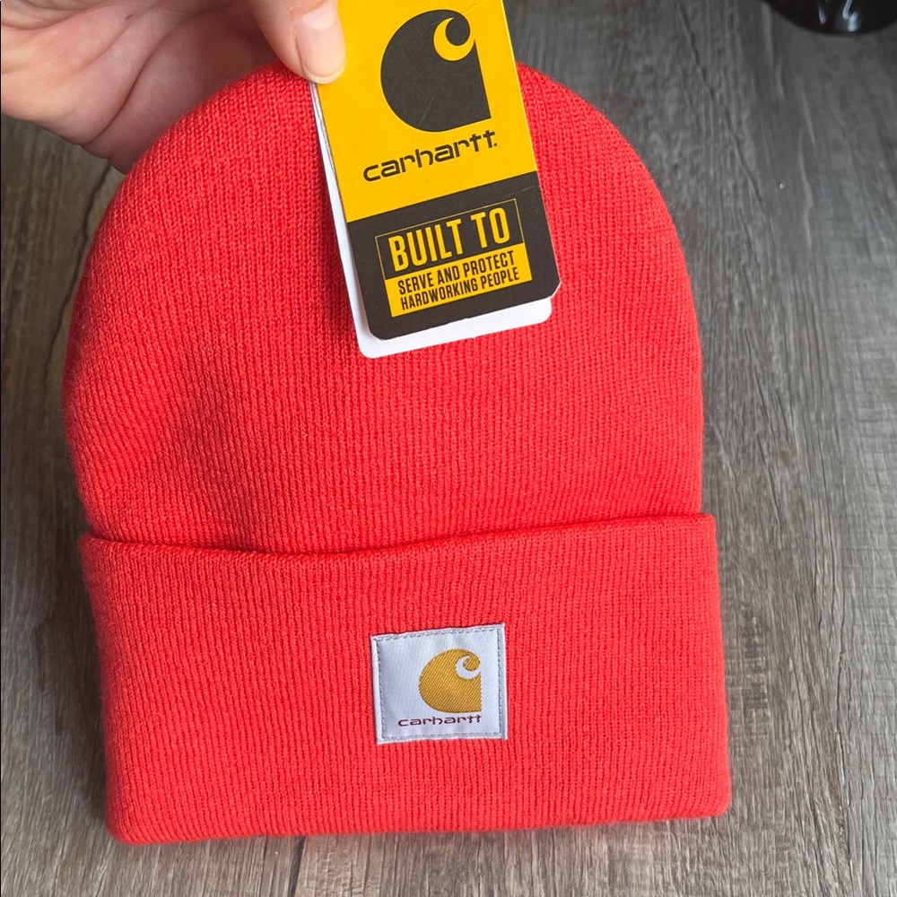 Carhartt NEW Men's Knit Cuffed Beanie Vibrant Hunter Orange Knit Beanie